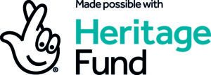National Lottery Heritage Fund logo on crossed fingers and words 'Made possible with Heritage fund